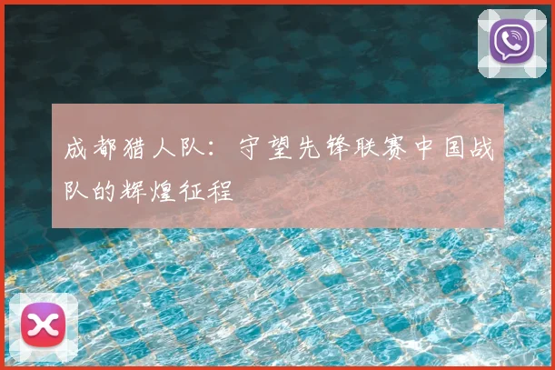 成都猎人队：守望先锋联赛中国战队的辉煌征程